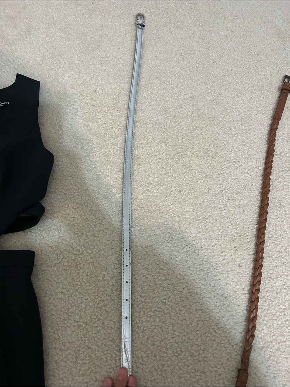 Skinny Silver Metallic Belt - Slim Waist Strap